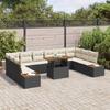 Garden Sofa Set with Storage 11 pcs Black Poly Rattan