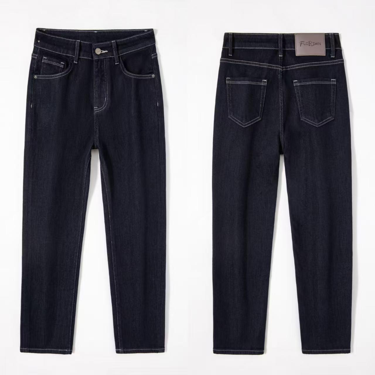 

Petite High-Waisted Flocked Denim Cropped Skinny Jeans for Women in Denim Blue, Inspired by Dai Jia er Style 160/66A 27