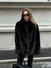 Autumn and winter women's imitation fox fur coat loose silhouette suit collar imitation fur jacket cardigan