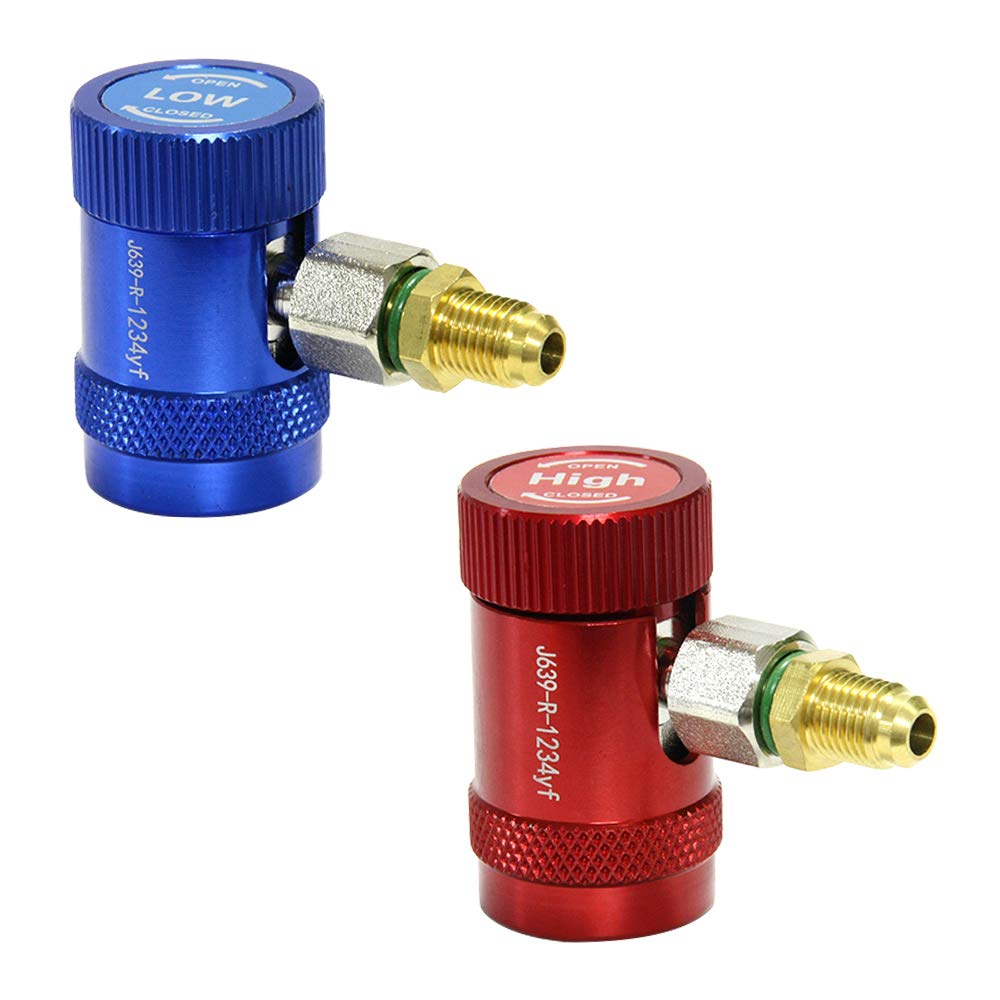 R1234yf Quick Connector Adapter Auto AC High/Low Side R1234yf Quick Couplers Refrigerant Adapters Conversion Kit 2Pcs