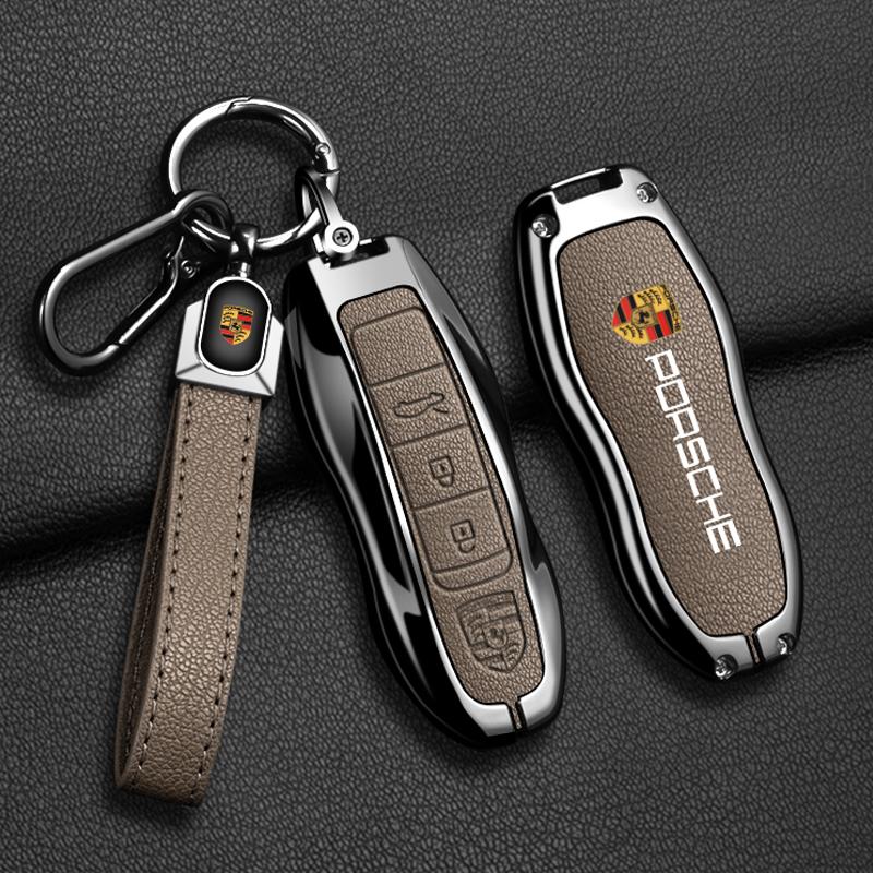 fscr7 Zinc alloy Leather Car Remote Key Case Cover Bag Protector For Porsche Panamera Spyder Carrera Macan Boxster 911 970 981 Cayman