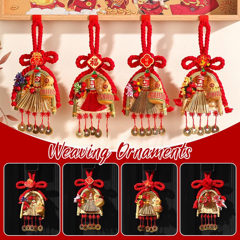 New Year Decor Dustpan Broom Fortune Door Hanging Pendant Knot Spring Festival Atmosphere Door Handle Decoration Ornaments