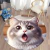 Frightened Cat Patterned Rugs, Non-slip Decorative Mat for Children's Room, Round Carpet for Home Sofa Bedroom,great Gift