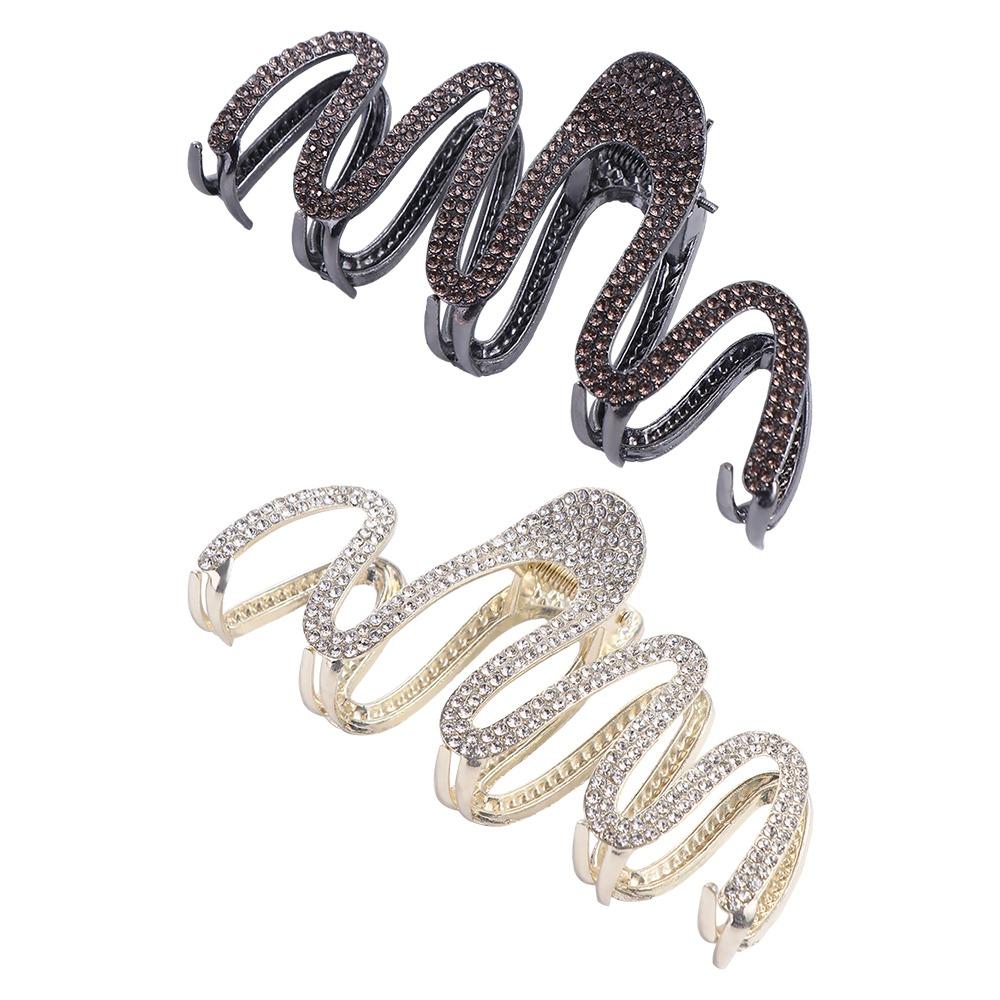 

Headwear High Ponytail Clip Korean Hair Clips Zircon Women Shark Clip Wave Crystal Hair Claw