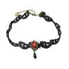 2026 New Gothic Black Lace Bib Tiny Gem Necklace Collar Choker Halloween Vampire (red)