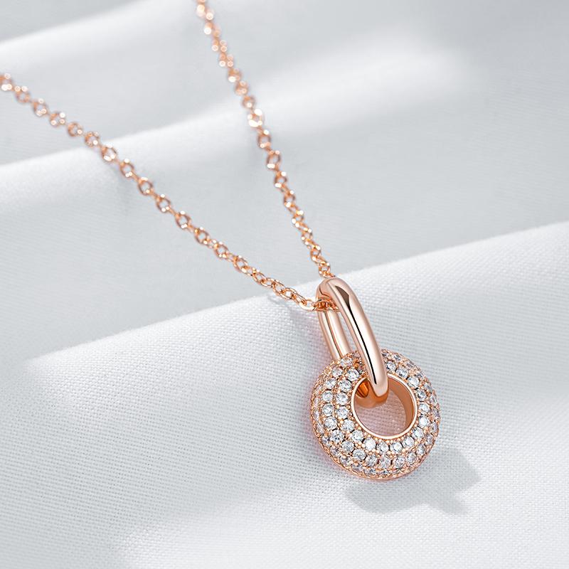Innovative Design Full Natural Zircon Pendant Necklace Fashion  Rose Gold Color Romantic Gift Daily Fine Women Jewelry