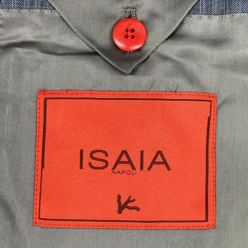 ISAIA Blue X Gray GREGORIO Silk Blend Striped Suit Suit Setup 48 Blue grayUsed