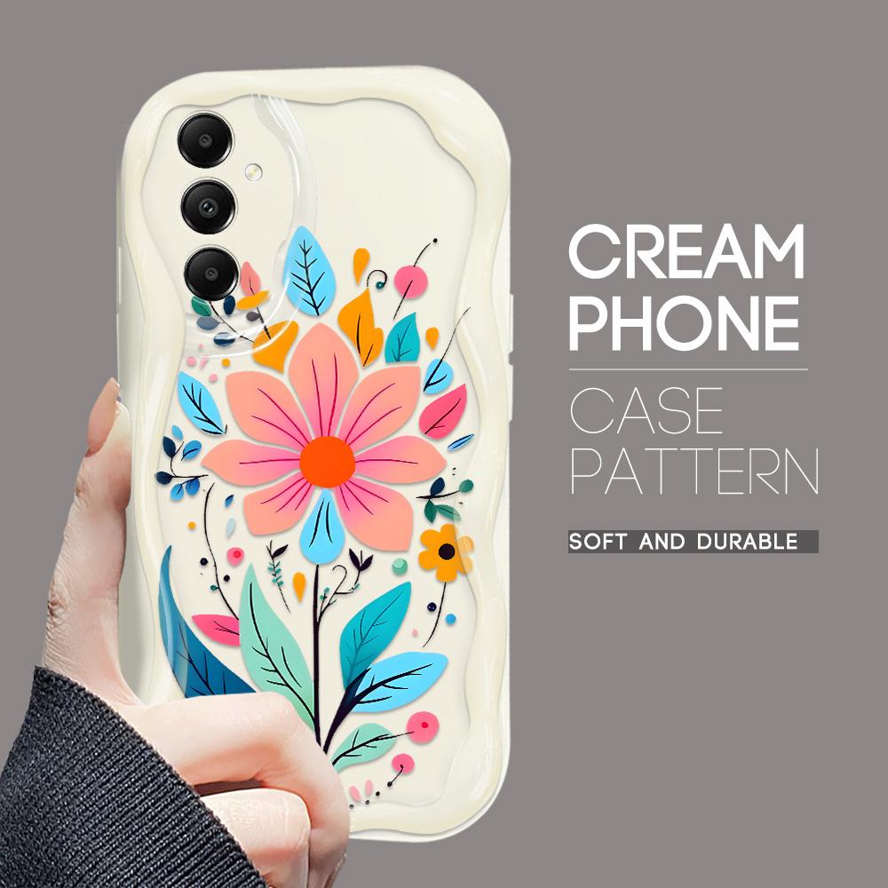 Cute Cartoon Pattern Cream Texture Casing Wavy Edge Soft Silicone Cover Phone Case for Samsung