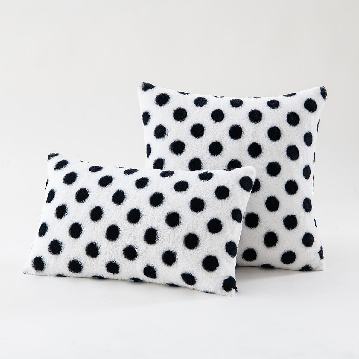 

Little Rabbit Fur Polka Dot Circle Cute Soft Plush Printed Cushion Ins Wind Pillow Cushion Back Pillow Cover Premium 30 * 50Cm without core