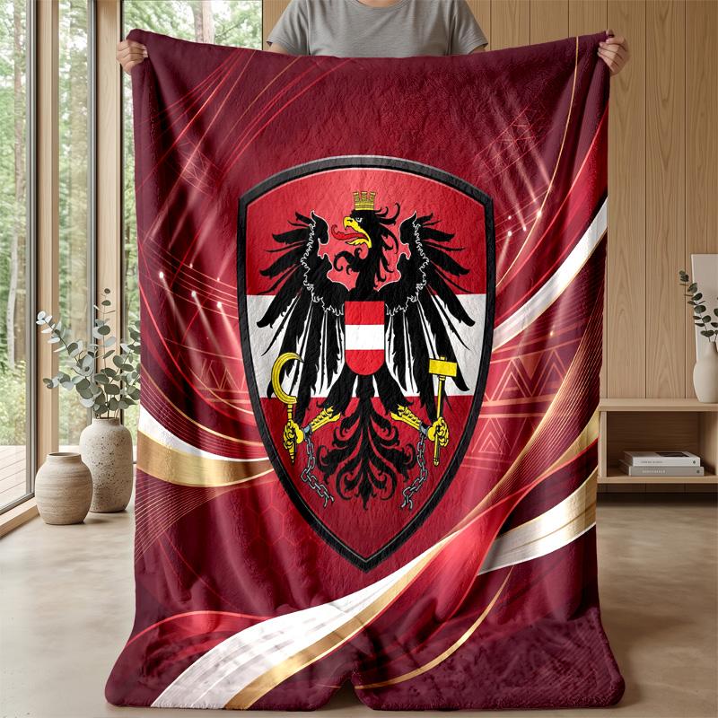 Austria Football Printed Flannel Blanket Skin Friendly Warm Decorative Throw for Indoor Couch Bed Daily Use