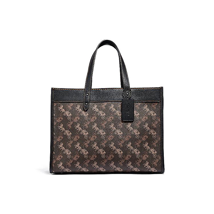 New COACH Field Leather Tote Bag Shopping Bag Shoulder Bags Handbags Large Size Women's Black Umber 89355-V5PUV