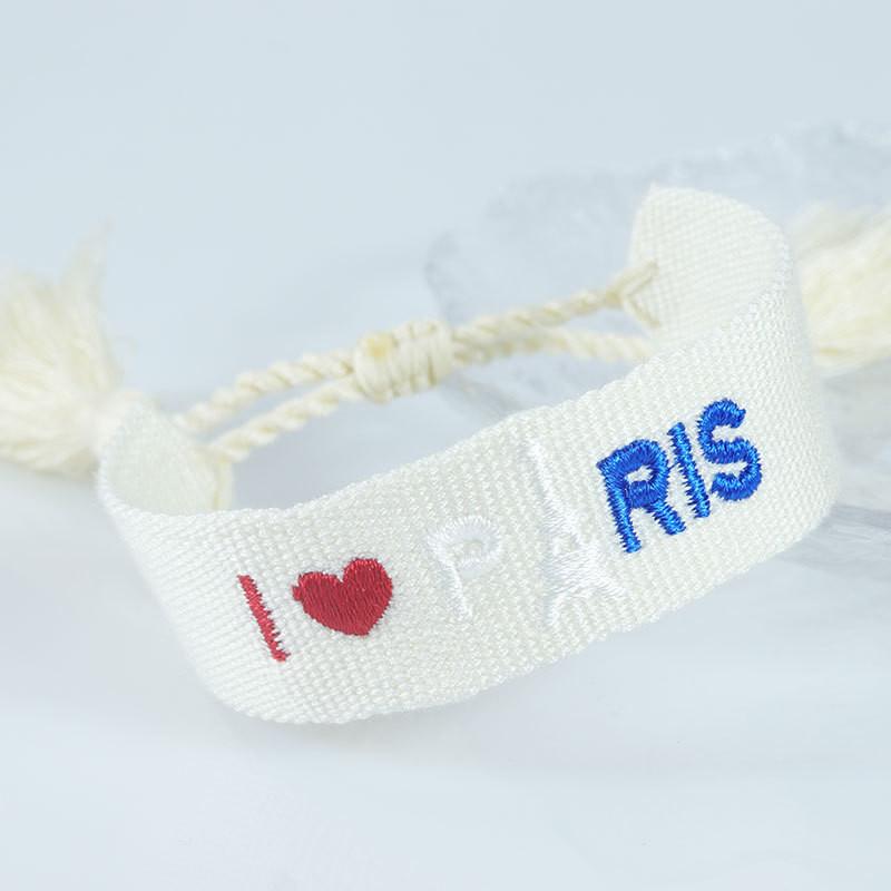 Sports Meeting Paris Couple Webbing Bracelet Embroidery Multicolour Pattern