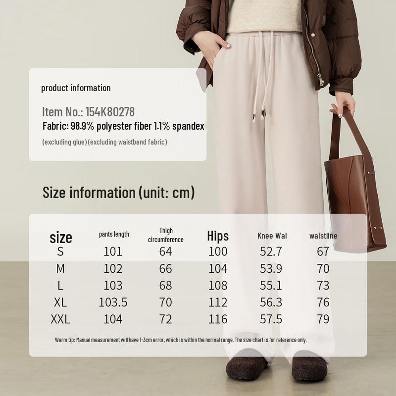 Shangdubila Women's Winter Fleece-Lined Casual Straight-Leg Trousers