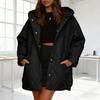 Lightweight Warm Jacket Women Quilted Puffer Hooded Long Sleeve Winter Padded Down Coat with Pockets