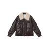 Xiangying Women's Retro PU Leather Down Jacket
