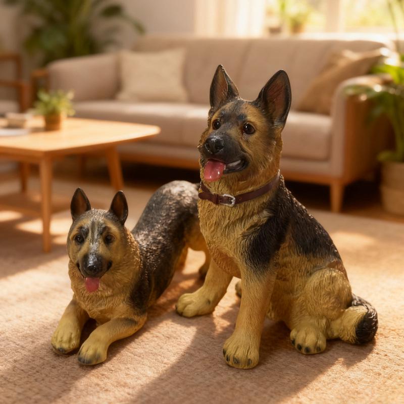 German Shepherd Wolf Dog Resin Figurine – Cross-border Animal Statue Ornament
