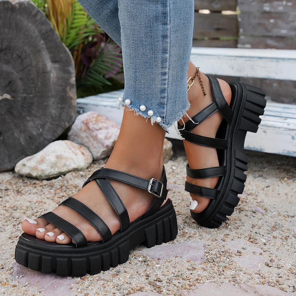 Women Sandals 2025 New Fashion Gladiator Shoes Narrow Band Cross-tied Platform Sandals Female Peep Toe Rome Sexy Shoes Ladies