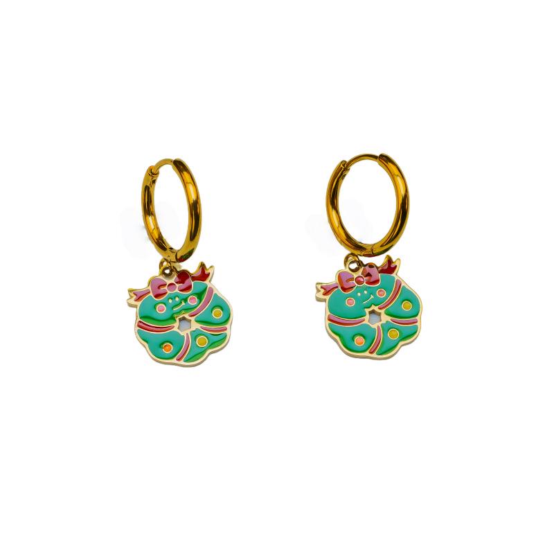 New Fashion Christmas Earrings: Creative Snowman & Tree Design In Stainless Steel
