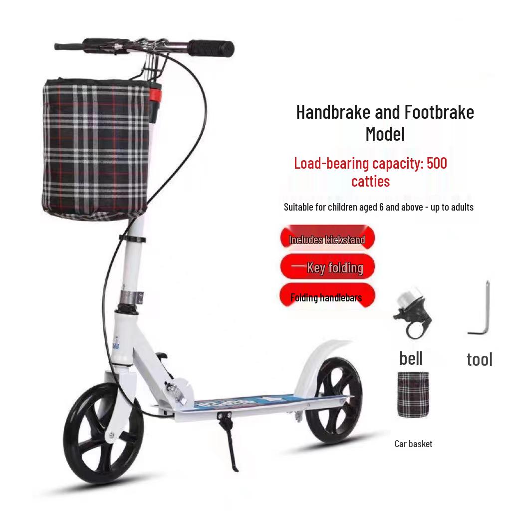 Foldable Two-Wheel Scooter for Adults & Kids - Starry Black with Dual Brakes