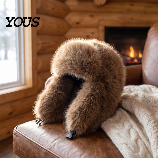 Stylish Commuting Hat Faux Fur Trapper Hat, Fuzzy Winter with Ear Flaps, Fleece Thickened Plush Snow Cap Lined Windproof Ushanka for Women Cold