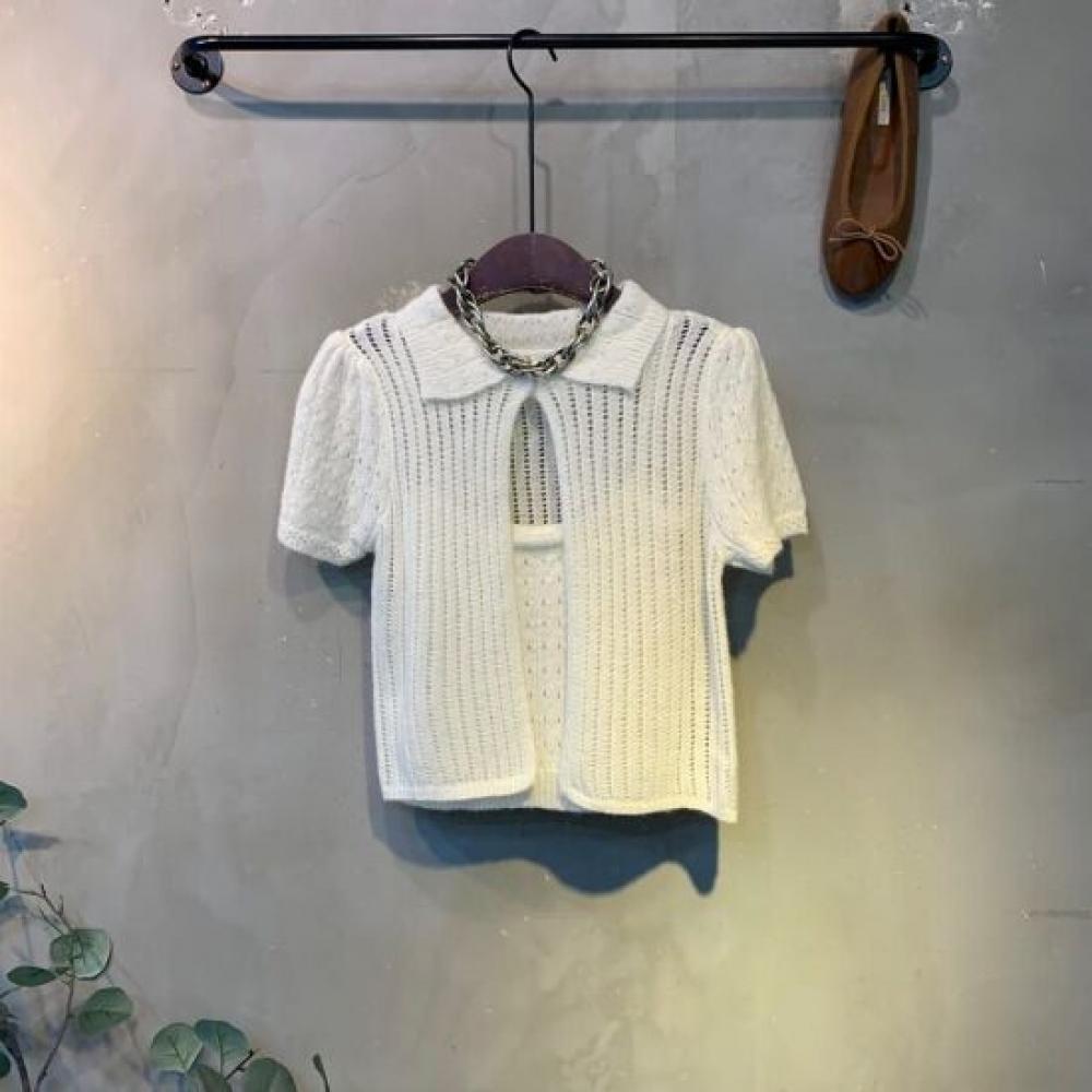 C S In The Room Boha Wool punChIng StrIng Tank Knit Puff Collar Cardigan Set 3 