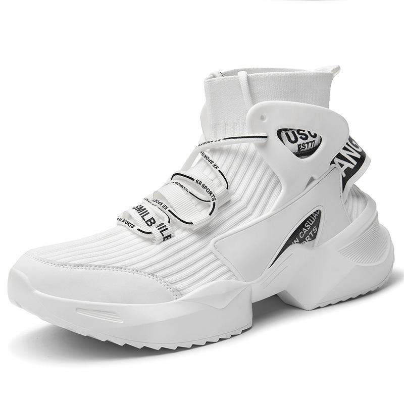 Amazon Casual Sneakers Winter Velvet Dad Men's Shoes Fly-woven Thick-soled Inner Heightening Socks Boots