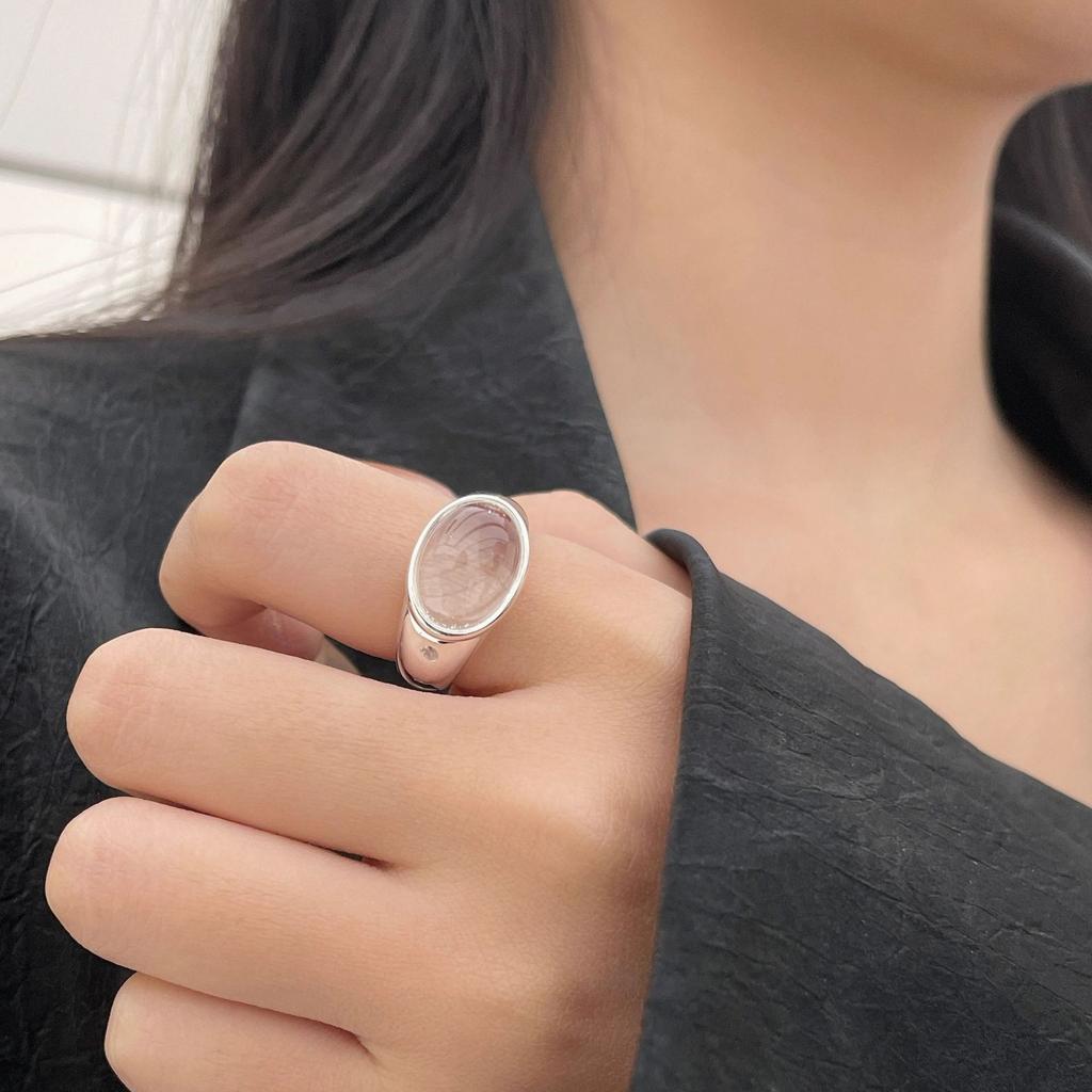 Xiaomi 925 Sterling Silver Rings for Women Couple Minimalist Handmade Vintage Big White Stone Ring Fine Jewelry Gift Prevent Allergy