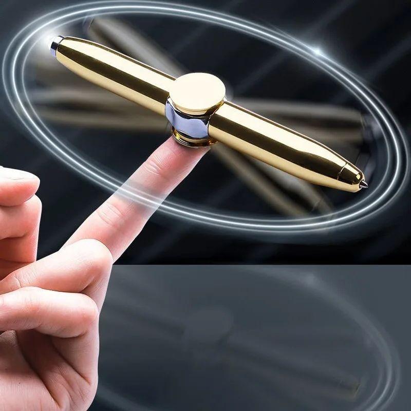 Fingerspitzen-Kreiselstift multifunktionaler LED-Stift rotierender Dekompressions-Kreisel Metallkugelschreiber modische Büroartikel