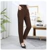 Mom's Winter Style High Waist Corduroy Cotton Pants for Middle-Aged and Elderly Women - Loose, Plus Velvet, Straight Leg