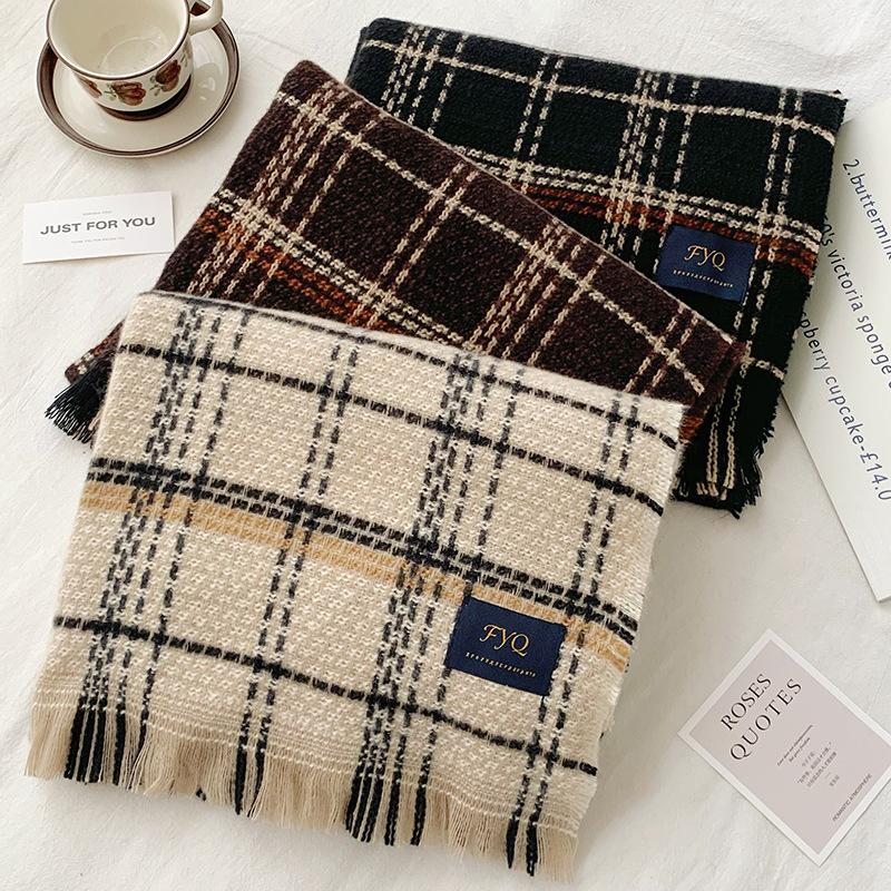 Red Plaid Christmas Scarf Women's Winter Thickened Warm Fashion Winter Versatile Korean Atmosphere Scarf