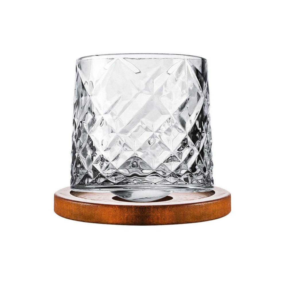Bar Accessory With Base Spinning Whiskey Glass Clear Thickened Brandy Glass Rotating Wine Cup Beer