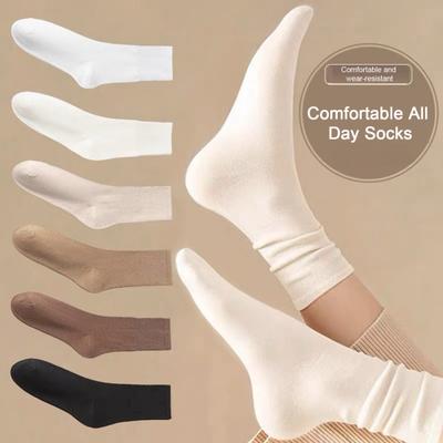 3/6 Pairs Women's Crew Socks Seamless Athletic Running Socks Soft Breathable Pile Socks Casual Mid-Tube Ankle Socks