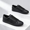 Jar jesenné ploché pánske topánky čistá čierna móda tenisky pánska obuv cool mladý muž street style mäkká pohodlná