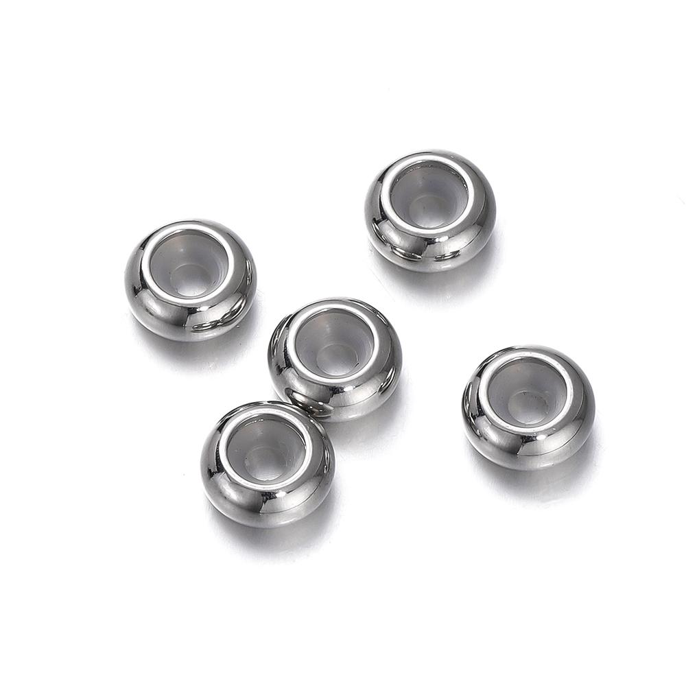 10Pcs 6/7/8/10mm Stainless Steel Adjustment Beads with Non-slip Silicone Ring Gold Color Stopper Spacer Beads for Jewelry Making