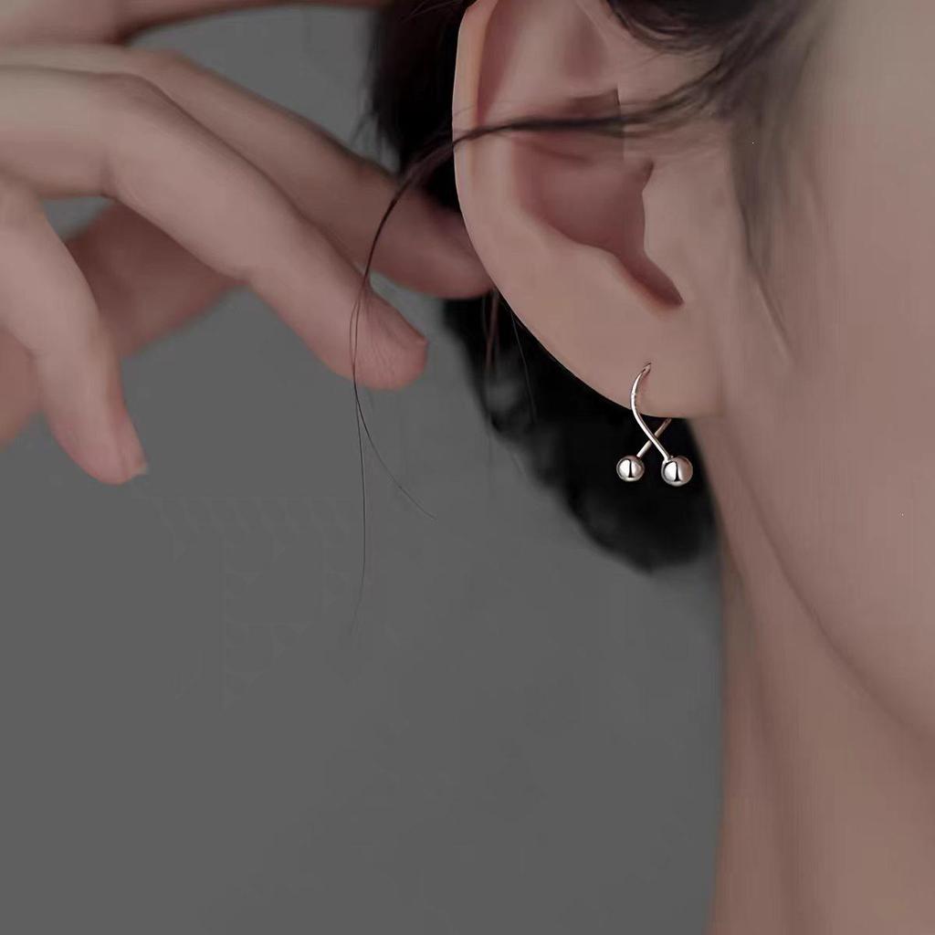 Minimalist Ball Cross Screw Buckle Earrings for Girls – Simple, Niche Design Pierced Ear Ornaments