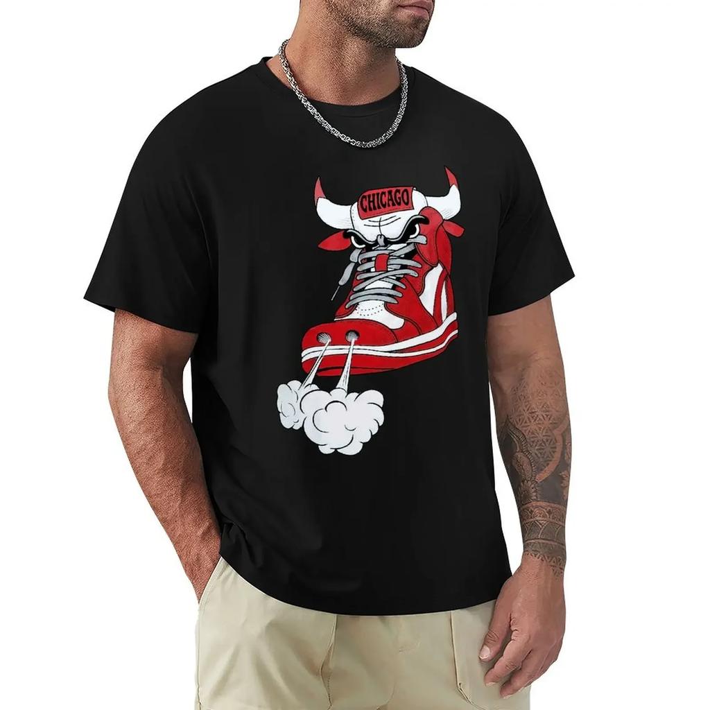 Chicago Shoe Bull Rosso Bianco Hip Hop T-shirt Lunga Harajuku T-shirt a Manica Corta T-shirt Grafica Top