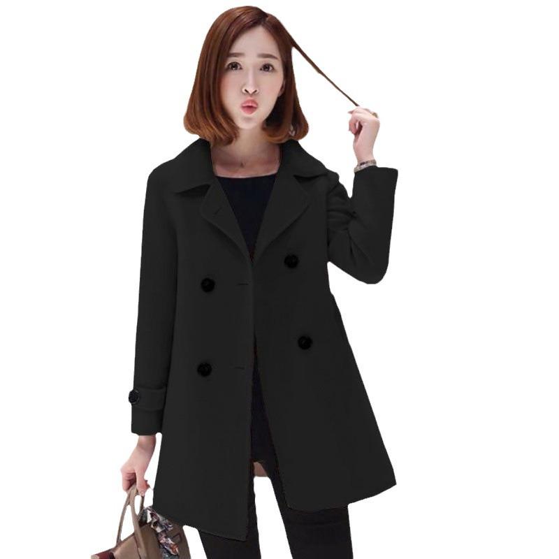 2024 Autumn Women's Korean Style Slim Fit Mid-Length Wool Coat