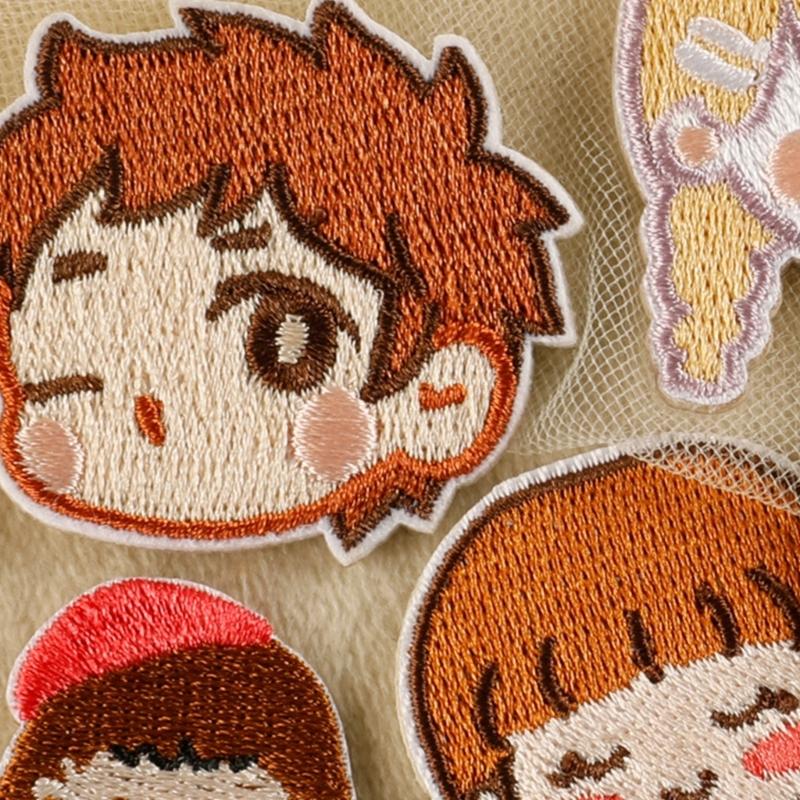 6Pcs Cartoon Iron On Polyester Patches For Kid Clothes Hat Bag Coat Jackets Decorative Adhesive Embroidered Appliques