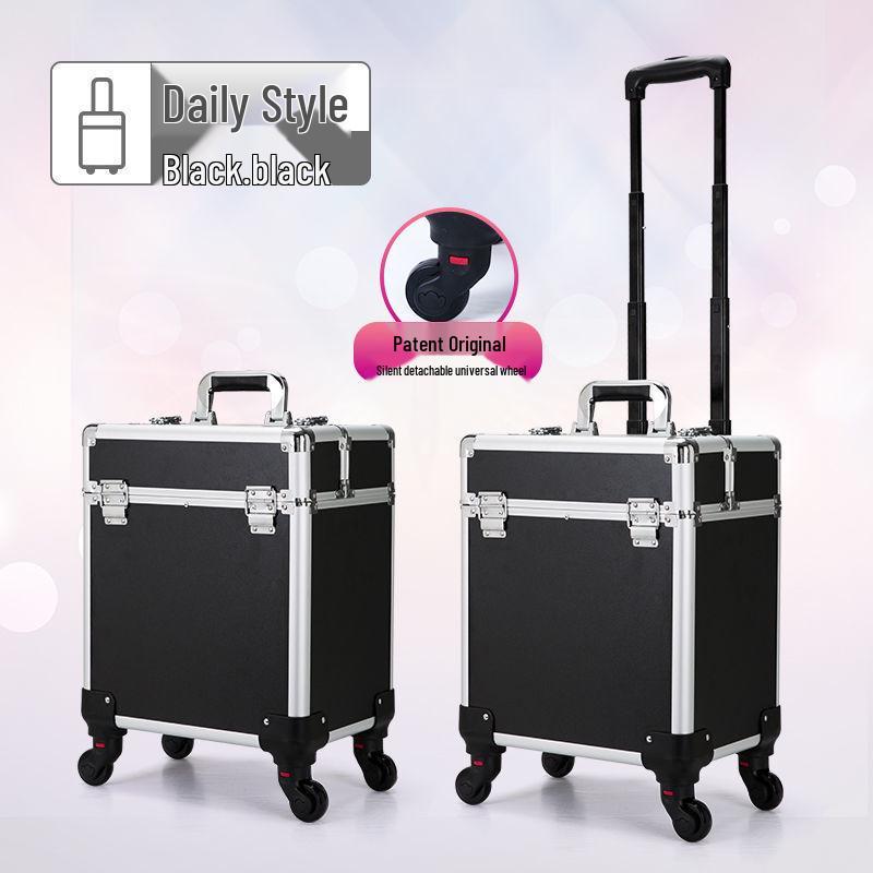 Portable Professional Makeup Case with Trolley, Lockable, Large Capacity for On-Site Beauty, Manicure, Microblading