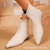 Large size French minimalist elastic thin boots female pointed temperament thin foreign low heel flat boots