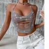 XH233927 Stylový kovový řetízkový halter top - Bez zádový noční klubový módní top