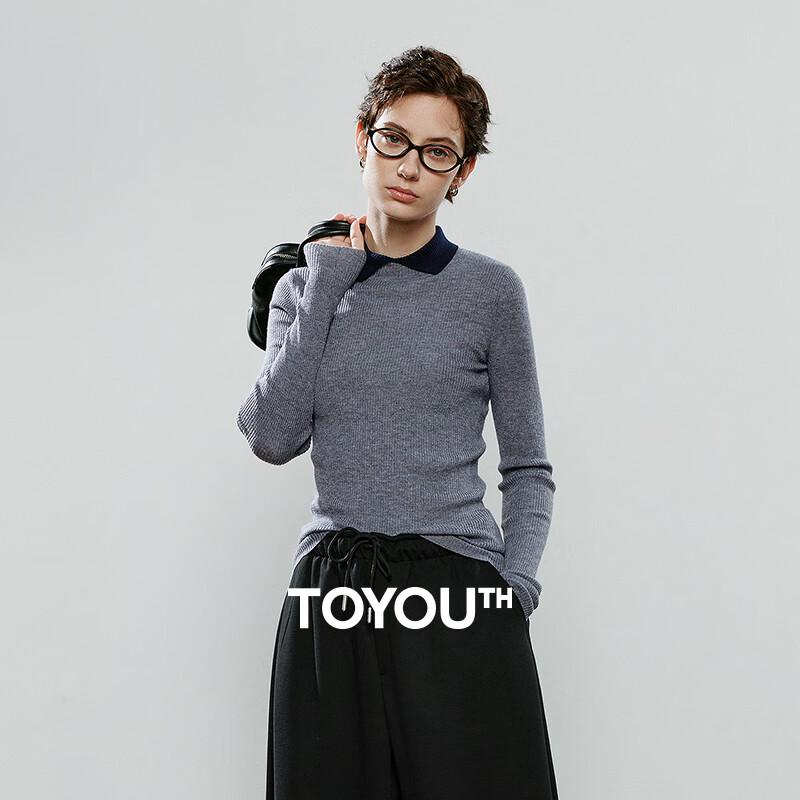 

Women s Color-Block Polo Neck Wool Blend Knit Sweater S
