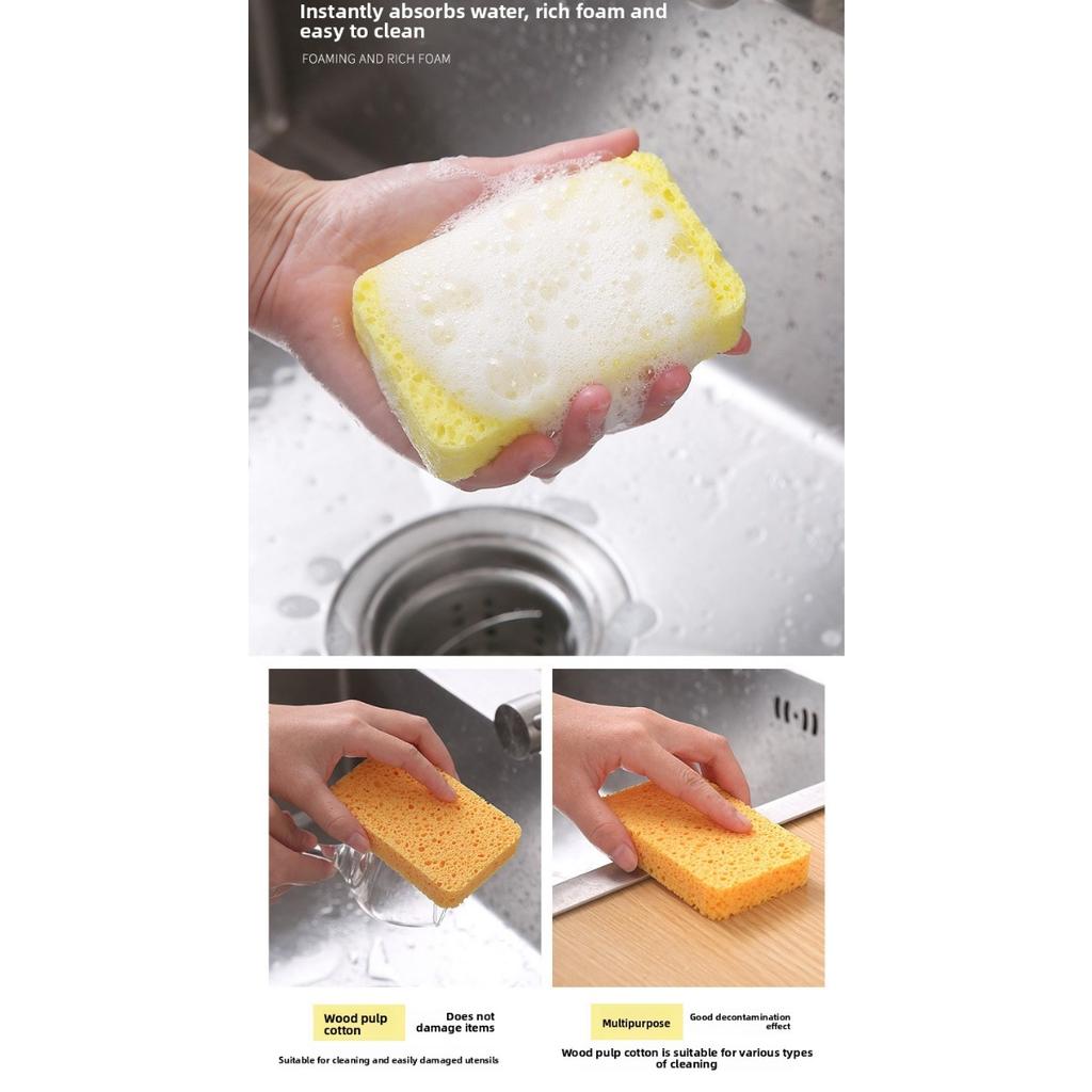 Natürlicher Holzzellstoff Baumwolle Spülschwamm, Verdickter Küchenreinigung Spülschwamm, Saugfähiger Holzzellstoffschwamm, Scheuerschwamm