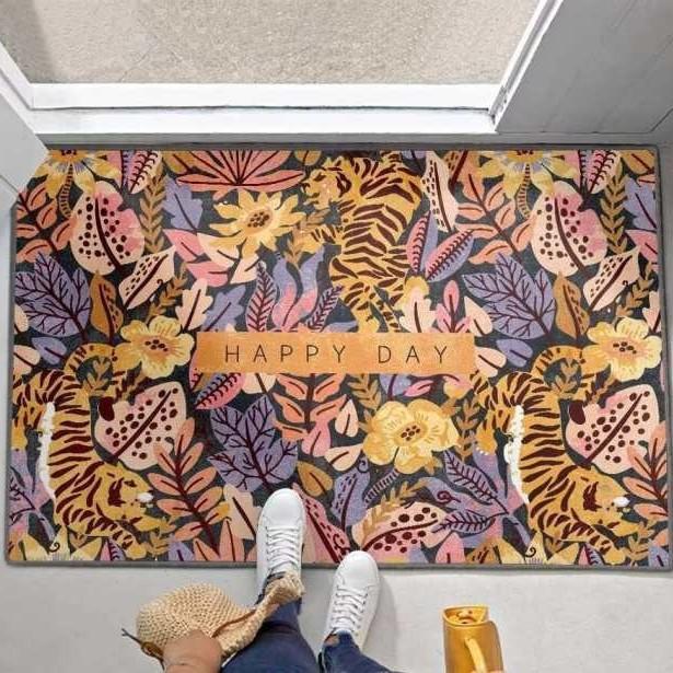 Plant Flower Crystal Velvet Mat Bathroom Absorbent Non-slip Mat Toilet Dirty Mat Entry Door Mat