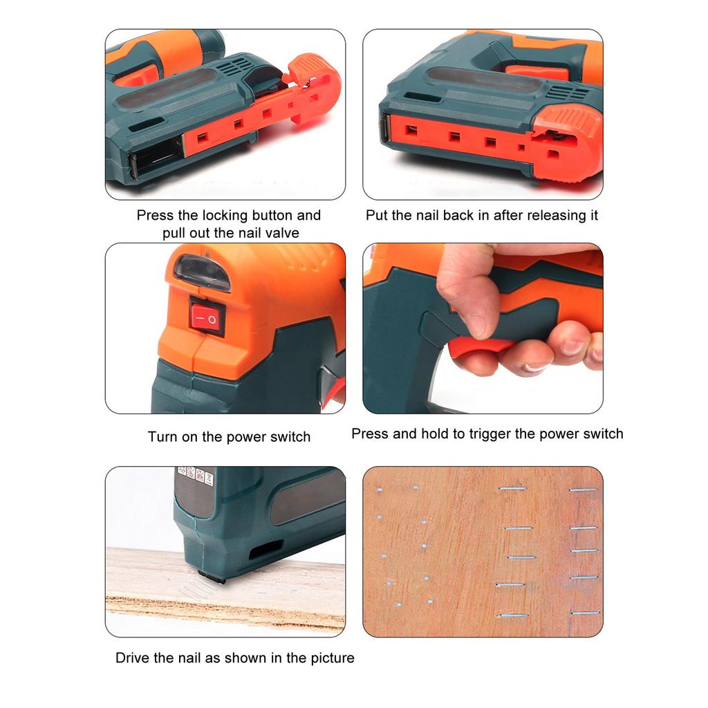 Cordless Staple Gun Cordless Brad Nailer Portable USB Charging Battery Powered Nail Gun for Woodworking Battery Powered Nail Gun