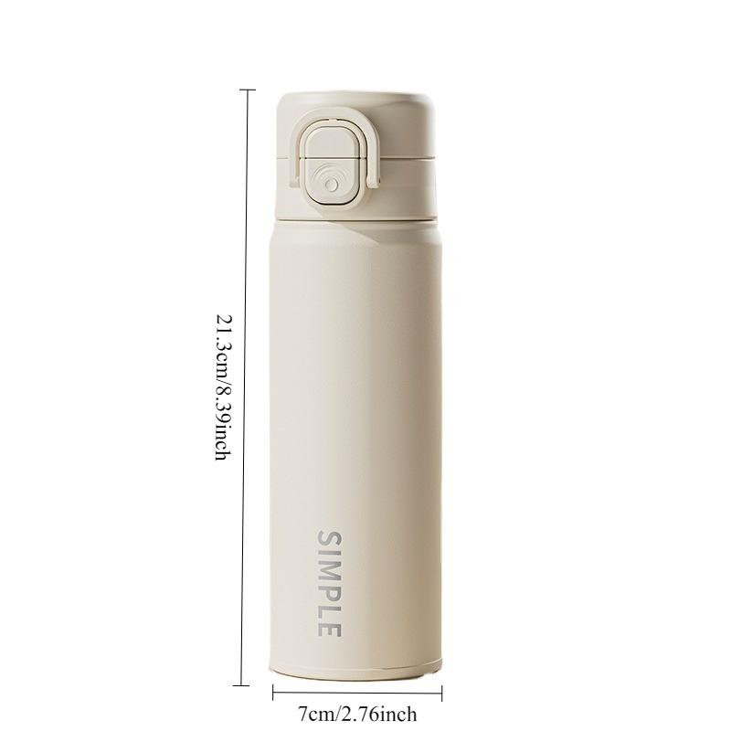 

1pcs Simple Double Drink Thermos Cup 316 Stainless Steel Insulated Bottle with Straw Bounce Lid Portable for Daily Outdoor Use 500ML белый
