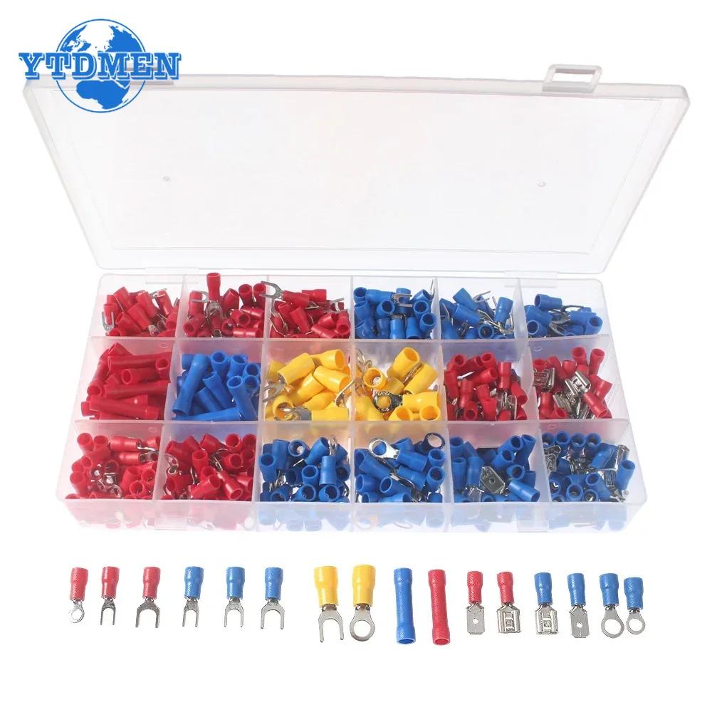 520PCS Assorted Spade Terminals Insulated Cable Connector Electrical Wire Crimp Butt Ring Fork Set Ring Lugs Rolled Kit