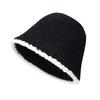 Black Plush Bucket Hat Women's New Autumn and Winter Small Fragrance Show Face Small Plain Knitted Bucket Confinement Hat
