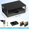 2-Tier Computer Monitor Stand Riser with Drawer and 2 Pen Holders Desk Organizer Desk Monitor Riser for Office Supplies
