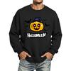 Men's Halloween Printed Long Sleeve T-Shirt Crewneck Casual Sports Top Unisex for Couples